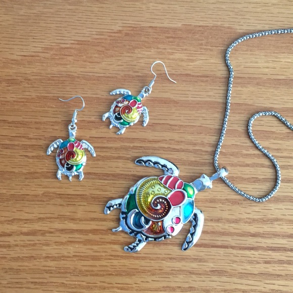 Colorful Enameled Silver Tortoise Set - Picture 4 of 4